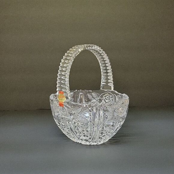 Vintage Anna Hutte Bleikristall Lead Crystal  Rose Basket. - Picture 1 of 9